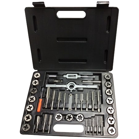 Drill America 3.00mm - 12.00mm Carbon Steel Tap and Die Set with Round Die DWT40PC-MM-ROUND