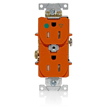 Leviton IG Dup Rec 15A 125V TR/HG Org T8200-IG