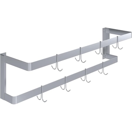 Amgood 48 in. Wall-Mounted Stainless Steel Double-Line Pot Rack AMG DPR-48-Z
