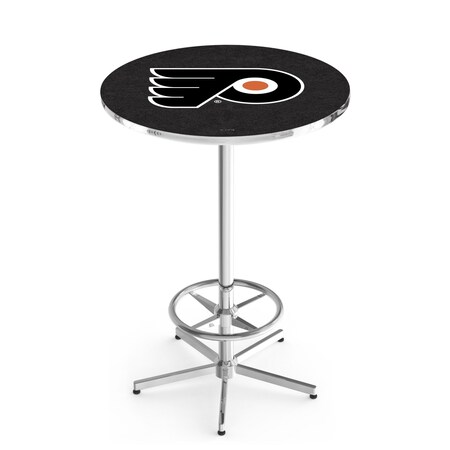 Holland Bar Stool Co 42" Chrome Philadelphia Flyers Pub Table, 36" dia. Top L216C4236PhiFly-O