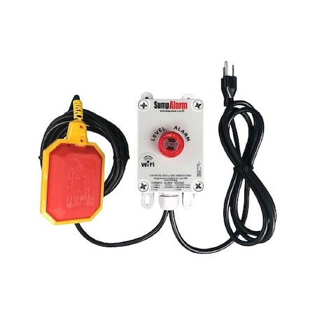 Sump Alarm HighWaterAlarm, Audio, Visual, 120VAC, 10ft SA-120V-1L-10F-WIFI