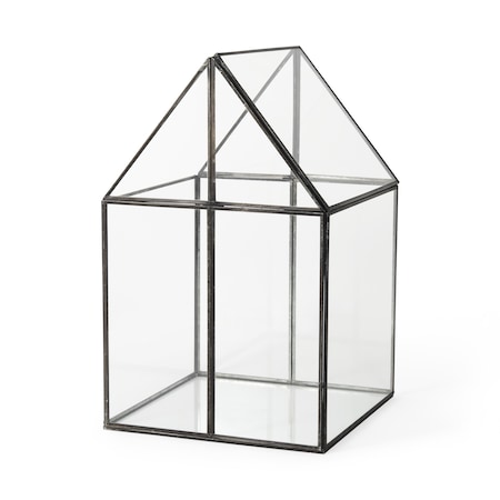 Homeroots 10" Black And Clear Glass And Metal Box 392582