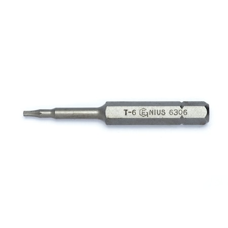 Genius Tools 1/4in Hex Shank, T-6 Star Screwdriver Bit 56mmL 6306