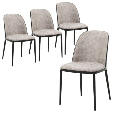 Leisuremod Tule Dining Side Chair with Sueade Fabric Seat and Steel Frame, Black/Charcoal, 4PK TCBL18CH4