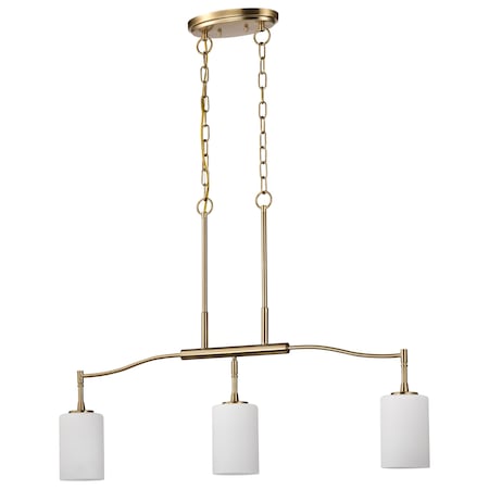 Nuvo Liam, 3 Light Island Pendant, Burnished Brass, White Opal Glass 60/8208
