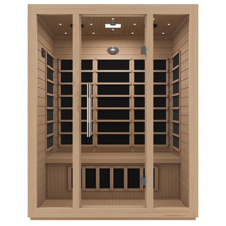 Steamspa 3-Person Carbon FAR Infrared Hemlock Wooden Indoor Sauna Room with LED Touch Control Panel SC-SS0008-3P