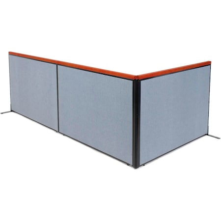 Global Industrial Interion Deluxe Freestanding 3-Panel Corner Room Divider, 60-1/4"W x 43-1/2"H, Blue 695153BL