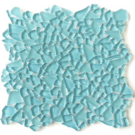 Apollo Tile Sky Blue 11.2 in x 11.2 in Glass Glossy, Matte Floor and Wall Mosaic Tile 4.36 sqft/case, 5PK APLGEM886A