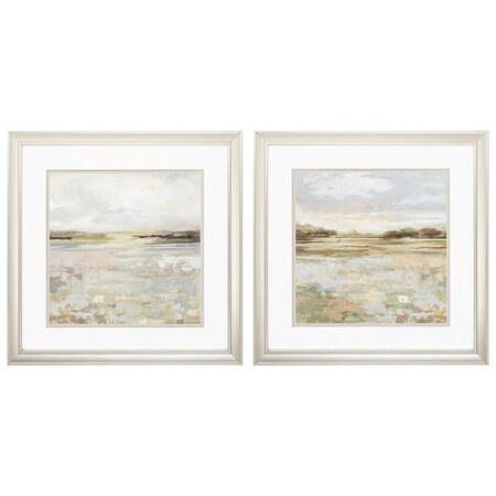 Homeroots Set of Two 18" Sunset Landscapes Champagne Framed Wall Decor, 2PK 365271