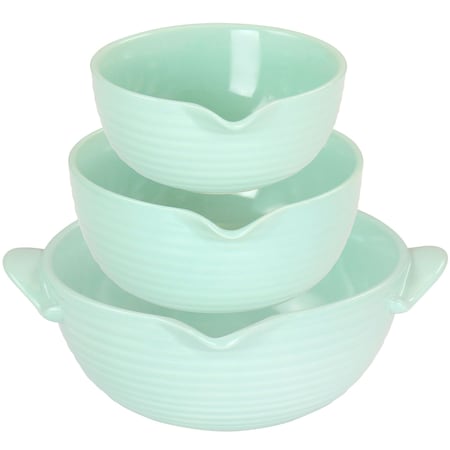 Martha Stewart 3 Piece Vintage Stoneware Prep Batter Bowl Set in Mint 128900.03