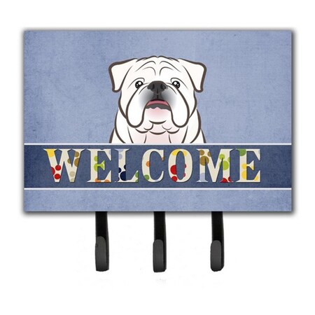 Carolines Treasures White English Bulldog Welcome Leash and Key Holder BB1406TH68