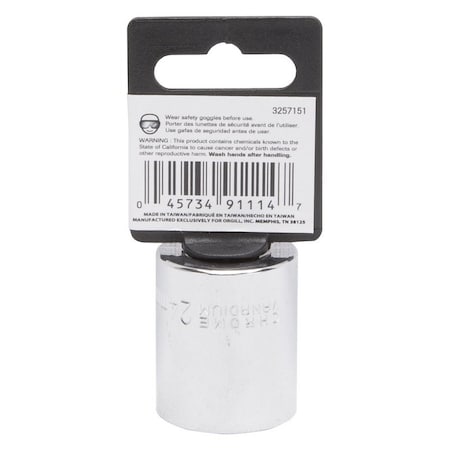 Vulcan Drive Socket, 24 mm Socket, 1/2 in Drive, 12-Point, Chrome Vanadium Steel, Chrome, MT6534101 MT6534101
