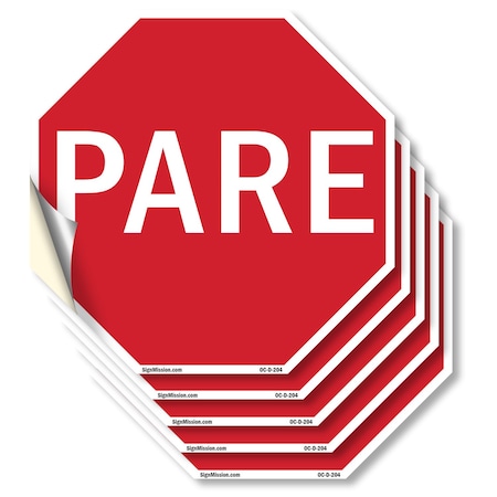 Signmission Pare, 4 inch X 4 inch, Vinyl Decal, 5PK OC-D-5PACK-4-204