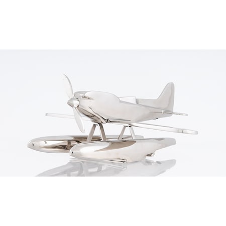 Homeroots 7" Nickel Metal Hand Painted Model Airplane Tabletop Sculpture 364200