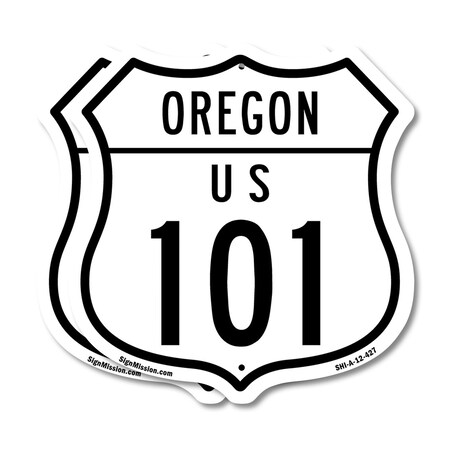 Signmission Oregon Route Marker Shield Sign Us 101, 12 inch X 12 inch, Aluminum Metal Sign, 2PK SHI-A-2PACK-12-427