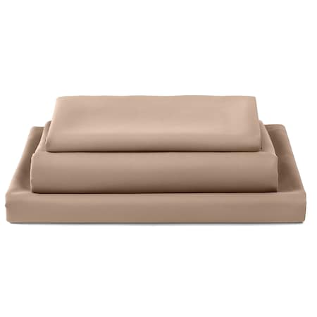 Lavish Home Brushed Microfiber Twin Sheets 3-Piece Sheet Set with Pillowcase, Flat, and Fitted Sheets, Taupe 66-MF75S-T-TAU