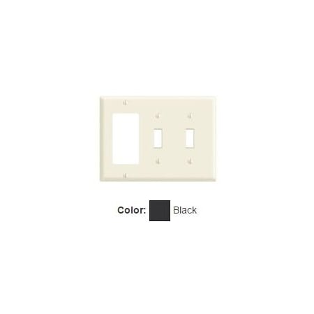 Leviton Combination Wallplate, Standard Size, Gang 3, Black 80745-E