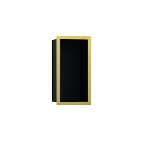 Hansgrohe XtraStoris Individual Wall Niche Matte Black with Design Frame 12"x 6"x 4" in Polished Gold Optic 56095990