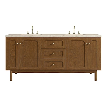 James Martin Vanities Laurent 72" Double Vanity, Honey Oak w/ 3 CM Tajnar Eclos Top 545-V72-HNO-3TJR