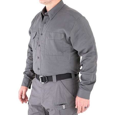 First Tactical Long Sleeve Shirt, 35% Cotton, 65% Polyester, Button, 4 Pocket(s), Wolf Gray, 3XL 111006