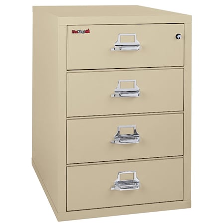 Fireking 25-5/16" W 4 Drawer Card Check Note File Cabinet, Parchment 4-2536-CPA