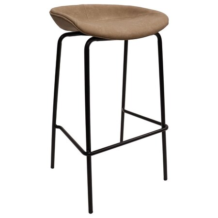 Leisuremod Servos Barstool with Upholstered Faux Leather Seat and Powder Coated Iron Frame, Sand Brown SSBL-18LBR