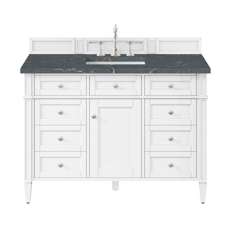 James Martin Vanities Brittany 48in Single Vanity, 3CM Parisien Bleu Silestone Top, FreePower Wireless Charger 655-V48-BW-FPBL