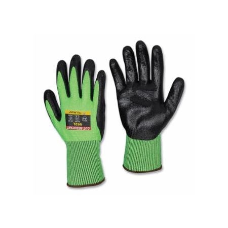 Tillman Cut Resistant HPPE Gloves, 952, A4, Smooth Nitrile Coating, Medium, High Vis Green, 72PK 724-952M