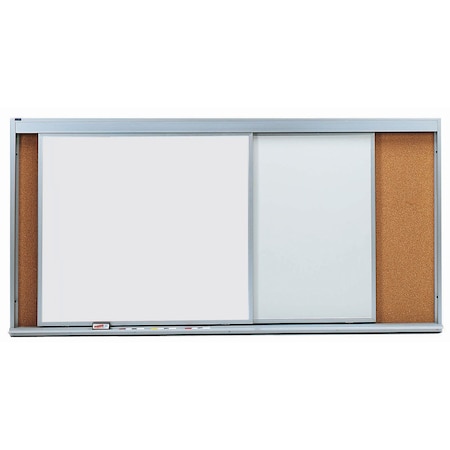 Aarco Horizontal Sliding Unit, w/ 2 Tracks, Green Porcelain Chalkboard Panel, 48''Hx96''W HSU48-2C