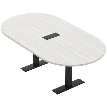 Skutchi Designs 7ft Racetrack Conference Table With Power | Harmony Series | 6 Person Meeting Room Table HAR-RAC-48X84-T.BK-WA7976-EBLK