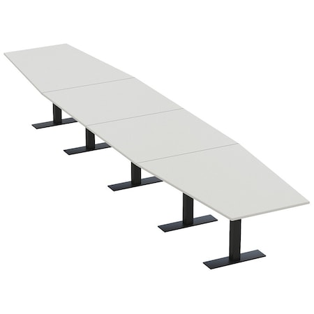 Skutchi Designs 18ft Conference Table With Power Unit | 18 Person Modular Hexagon Meeting Table | Harmony Series HAR-HEX.IR-48X216-T.BK-U779-NA