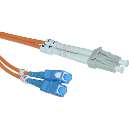 Cable Wholesale LC/UPC to SC/UPC OM1 Duplex 2.0mm Fiber Optic Patch Cord, OFNR, Multimode 62.5/125, Orange LCSC-11102