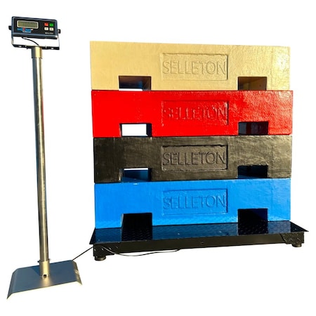 Selleton Scales Industrial Floor Scale, 4 ft x 4 ft, 1000 - 10000 lb SL-700-4X4-10K