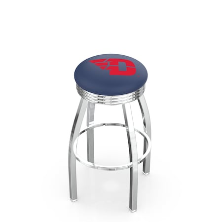 Holland Bar Stool Co 30" Chrome University of Dayton Swivel Bar Stool, Accent Ring L8C3C30DytnUn