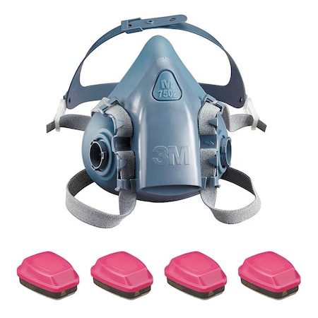 3M Half Mask Respirator Kit, Includes 4 Filters, Resealable Storage Bag, 7500 Sereis, Bayonet, Size L 3PB41-4JG14
