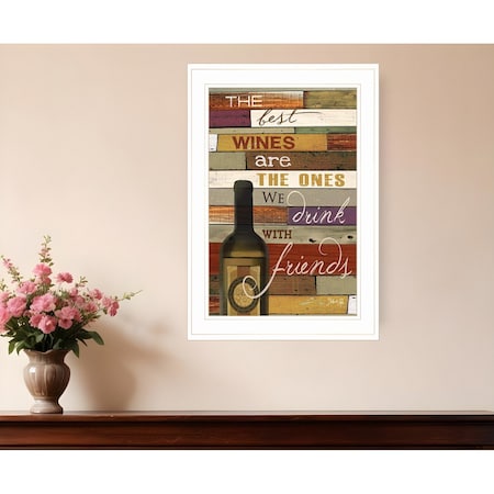 Homeroots Wine With Friends White Framed Print Wall Art 406539