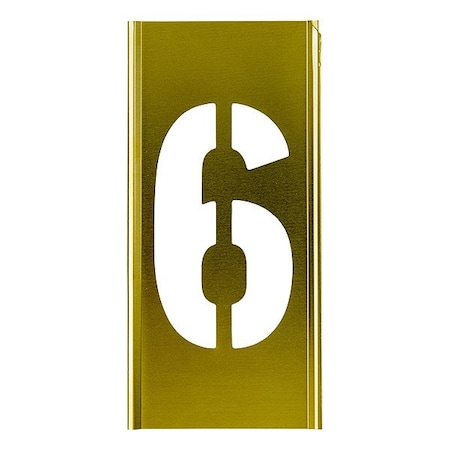 C.H. Hanson Stencil Sort-1" Brass Gothic 6, Number, Gothic Font, Brass, 1 Pieces 100086