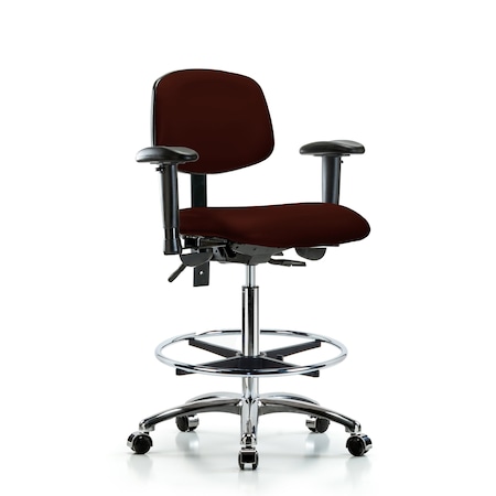 Blue Ridge Ergonomics Chair, Vin, Hi Bench, Chr AA CF Cast, Burg, 6-Way Adjustable, 26" to 35-1/2" Height, Burgundy BR-VHBCH-CR-T0-A1-CF-CC-8569