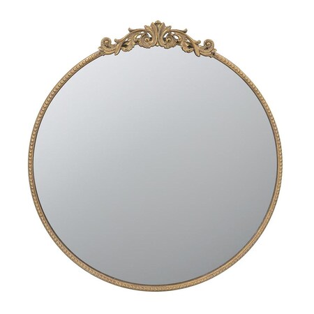 Homeroots 32" Gold Crowned Top Iron Framed Accent Mirror 485046
