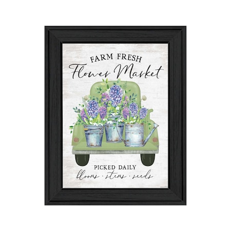 Homeroots Flower Market Hyacinths Black Framed Print Wall Art 530182