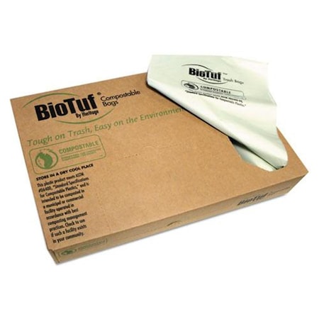 Heritage 64 gal 0.8 mil Biotuf Compostable Can Liners, Light Green - 125 per Case Y9460EER01