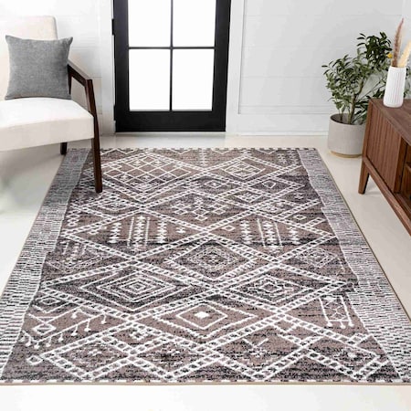 Jonathan Y Tayri Modern Tribal Geometric Brown/Ivory 8 ft. x 10 ft. Area Rug MOH501A-8