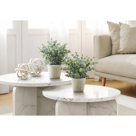 Monarch Specialties Artificial Plant, 13" Tall, Eucalyptus Grass, Indoor, Faux, Fake, Table, Greenery, Potted, Set Of 2 I 9581