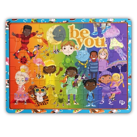 Upbounders Rainbow Kicks Wooden Puzzle with Storage Tray 48 pc RNKICK-WTPZL48