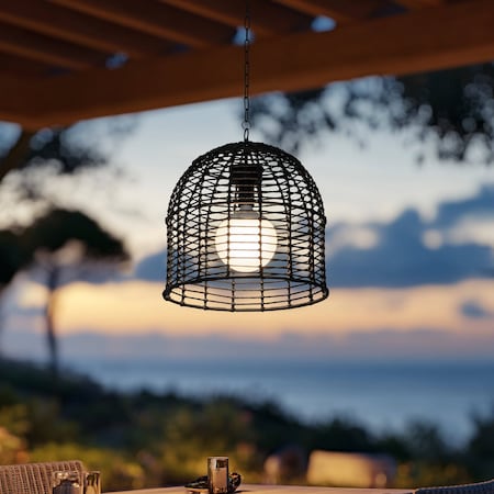 Sunjoy Keely LED Chandelier with Remote Control, Battery Operated not included, Black D203005410