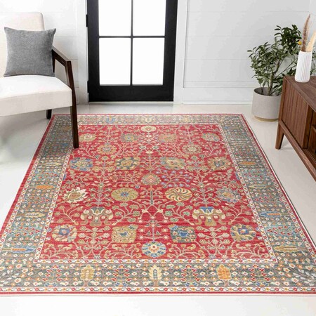 Jonathan Y India Flower and Vine Burgundy 5 ft. x 8 ft. Area Rug MDP303A-5