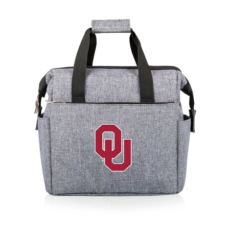 Picnic Time Family Of Brands NCAA Oklahoma Sooners On The Go Lunch Bag Cooler - Soft Cooler Lunch Box, Heathered Gray 510-00-105-454-0
