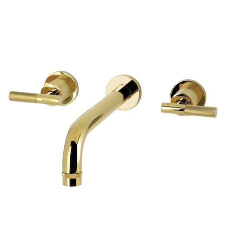 Kingston Brass Two-Handle Wall Mount Tub Faucet with Knurled Handle, Polished Brass KS8022KNL