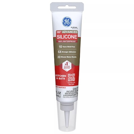 Ge GE Advanced Almond Silicone 2 Kitchen and Bath Caulk Sealant 2.8 oz 2816708