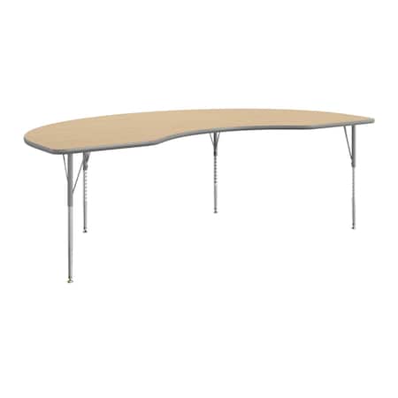 Flash Furniture Commercial Adjustable Height Kidney Activity Table-Standard Legs in LT NAT XU-A4896-KIDNY-LTNAT-T-A-GG